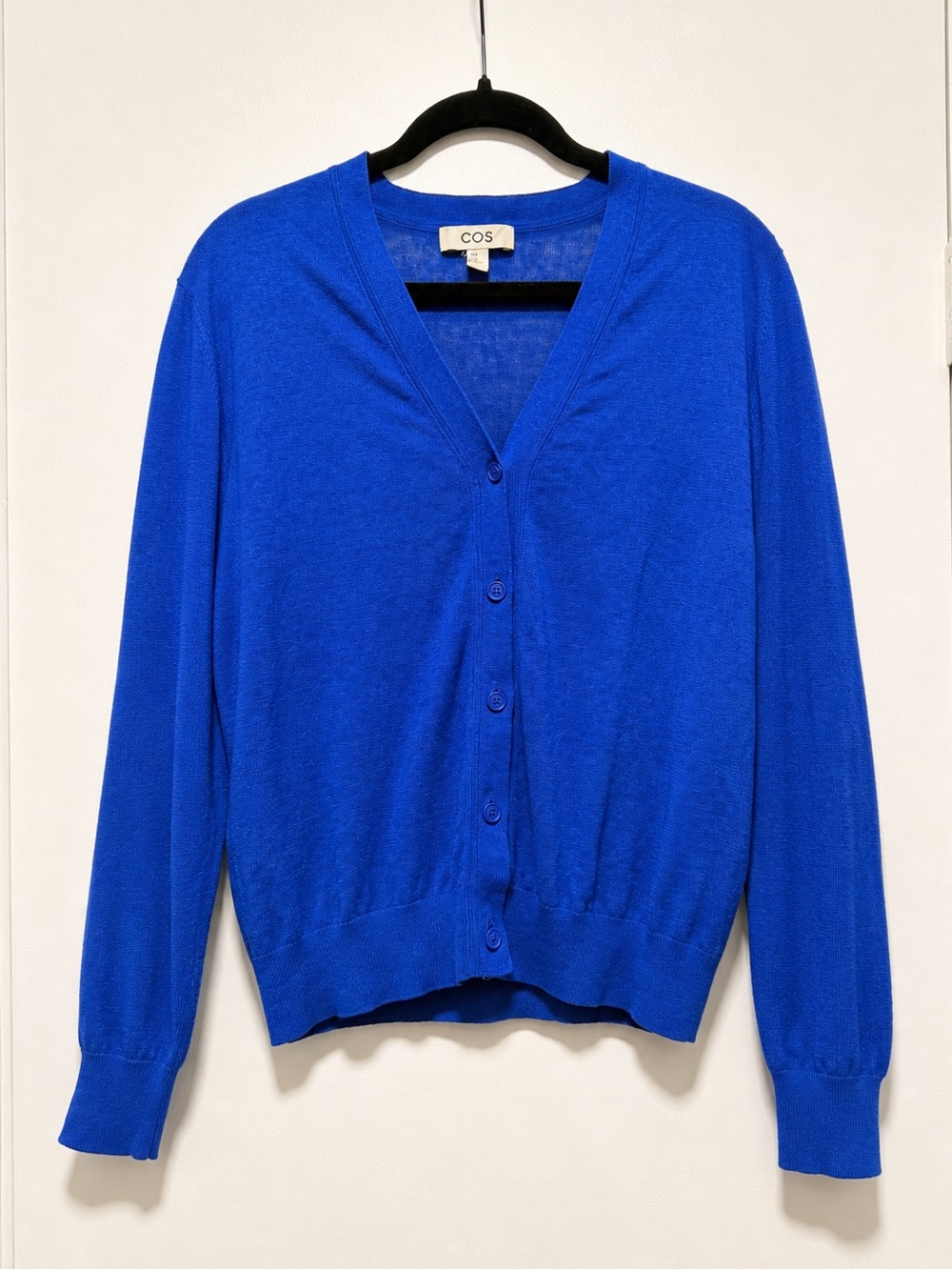 COS Cobalt Blue V-Neck Cardigan Spring Knit Small